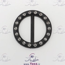تصویر سگک مشکی دایره 4 سانت طرح نگین 
