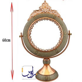 تصویر آینه گرد متوسط تاج دار خاتم کاری 
