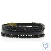 تصویر دستبند چرم بافت تخت،لبتا و سنگ انیکس mk332 