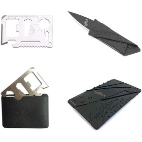 تصویر پک چاقو کارتی مدل سینکلر به همراه ابزار چند کاره(نقره ای) 