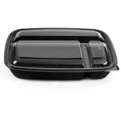 تصویر ظرف یکبار مصرف طب پلاستیک مدل سه خانه کبابی ۱۲۰ عددی 