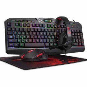 تصویر ست گیمینگ Redragon مدل S101BA به همراه هدفون و ماوس پد ا Combo 4 in1 S101BA S101 Premium RGB Backlit Gaming Keyboard LED Backlit CENTROPHORUS Gaming Mouse High Quality Garuda Stereo Gaming Headset Large Sized Gaming Mouse Pad Combo 4 in1 S101BA S101 Premium RGB Backlit Gaming Keyboard LED Backlit CENTROPHORUS Gaming Mouse High Quality Garuda Stereo Gaming Headset Large Sized Gaming Mouse Pad