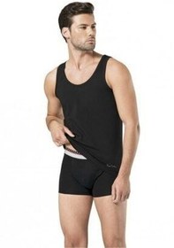 تصویر ست پیژامه قرمز مردانه لباس خواب Claret قرمز، زیرپیراهن مشکی و باکسر Pierre Cardin 