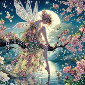 تصویر نقاشی جواهری طرح پری ماه سایز 30*30 