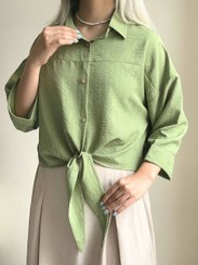 تصویر شومیز جلو گره ای سایز آزاد در هفت رنگبندی 