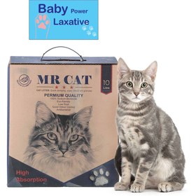 تصویر خاک گربه حاوی پودر بچه مستر کت 10 لیتری Mr Cat Babies 