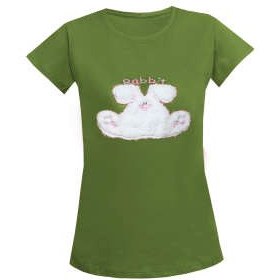 تصویر تی شرت زنانه مدل خرگوش رنگ سبز 
