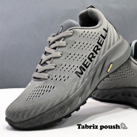 تصویر کفش کوهنوردی وارداتی طبی زیره تزریق ویبرام ضد آب مدل merrell مرل طوسی _ تبریز پوش 