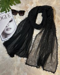 تصویر شال زنانه مزونی دانتل نگینی - مشکی 