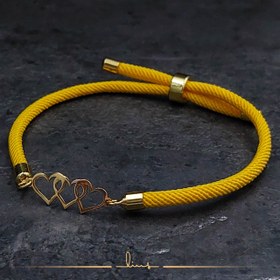 تصویر دستبند طلا سه قلب 