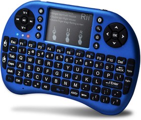 تصویر صفحه کلید بلوتوث Rii Mini با صفحه کلید Touchpad   QWERTY ، صفحه کلید بی سیم قابل حمل با نور پس زمینه برای گوشی های هوشمند / لپ تاپ / کامپیوتر / رایانه لوحی / ویندوز / مک / تلویزیون / ایکس باکس / PS3 / Raspberry Pi. (i8 Blue) ا Rii Mini Bluetooth Keyboard with TouchpadQWERTY Keyboard, Backlit Portable Wireless Keyboard for Smartphones/ Laptop/PC/Tablets/Windows/Mac/TV/Xbox/PS3/Raspberry Pi .(i8+ Blue) Blue Bluetooth Rii Mini Bluetooth Keyboard with TouchpadQWERTY Keyboard, Backlit Portable Wireless Keyboard for Smartphones/ Laptop/PC/Tablets/Windows/Mac/TV/Xbox/PS3/Raspberry Pi .(i8+ Blue) Blue Bluetooth