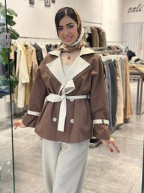 تصویر ترنچ کت یقه دو رنگ 