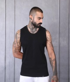 تصویر تنک‌تاپ مردانه کبریتی پارچه فانریپ پنبه 