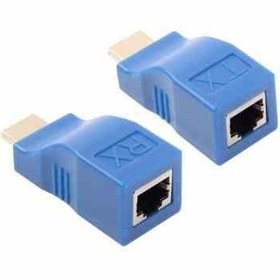 تصویر اکستندر lan to hdmi تبدیل افزایش طول HDMI تحت شبکه 30 متری lan to HDMI Extender