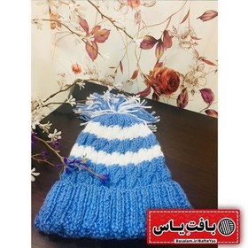 تصویر بافت ژاکت وشلوار نوزادی همراه کلاه وشال گردن 