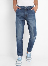 تصویر جین مردانه آبی با طرح فرسوده برند campus sutra Men's Blue Distressed Patterned Denim Jeans