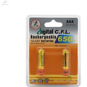 تصویر باتری نیم قلمی قابل شارژ digital C.F.L-AAA با ظرفیت ۶۵۰mah بسته ۲ عددی 650mah