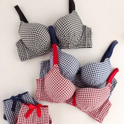 تصویر ست شورت و سوتین اسفنجی چهارخونه to ya zi 