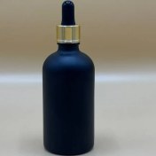 تصویر شیشه 100 میل مشکی وارداتی با قطره چکان مشکی طلایی 