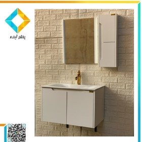 تصویر ست کامل کابینت و روشویی به همراه آینه و باکس آکاژو کابین مدل A115 