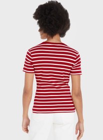 تصویر تی‌شرت راه‌راه یقه گرد برند Tommy Hilfiger Crew Neck Striped T-Shirt