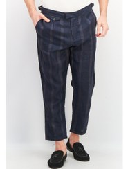 تصویر شلوار رسمی مردانه با طرح راه‌راه هویج، ترکیب رنگ آبی تیره برند selected Men Carrot Fit Stripe Dress Pants, Dark Blue Combo