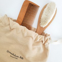 تصویر ست برس و شونه چوبی 