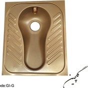 تصویر توالت زمینی استیل-طلایی 
