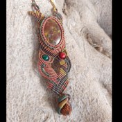 تصویر چوکر ( گردنبند کوتاه ) میکرومکرمه سنگ جاسپر پاییزی 