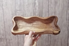 تصویر ظرف شکلات خوری پایه دار روستیک وودو چوب بید Wooden containers