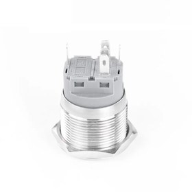 تصویر کلید شستی فلزی آبی LED قطر 12V/24V - 22mm 