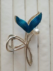 تصویر کلیپس فلزی نقره ای طرح دم ماهی کد 19 