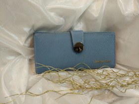 تصویر کیف پول زنانه قفل چرخشی رنگ طوسی آبی (فیلی روشن) مدل D200 