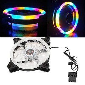 تصویر فن کیس رایانه ای 120 میلی متر ، 1200 دور در دقیقه Double Loop RGB Case Case Fan با مدار هیدرولیک بسته ، 8 لنت شوک ، کوچک 3pin یا 4Pin Silent PC PC 120mm Computer Case Fan,1200RPM Double Loop RGB PC Case Cooling Fan with Closed Hydraulic Circuit, 8 Shock Pads, Small 3pin or 4Pin Silent PC Cooling Fan