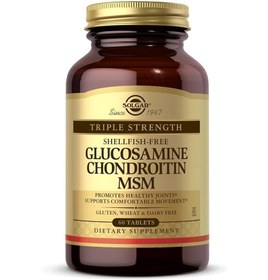 تصویر مکمل گلوکزامین و کندروتین برند سولگار 60 عدد Solgar Glucosamine Chondroitin Msm 60 Tablet