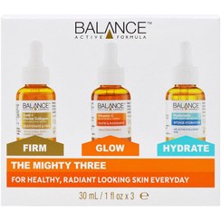 تصویر پک سه عددی سرم پوستی  طلا و کلاژن، ویتامین سی و هیالورونیک اسید بالانس (اصل) Balance Three Serum Set