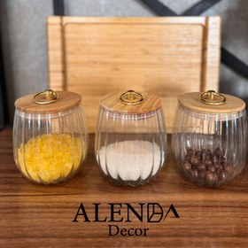 تصویر بانکه شیشه ای تپل درب چوبی 