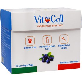 تصویر پودر کلاژن خوراکی با طعم بلوبری بسته 25 عددی ویتو کل Vito Coll Blueberry Collagen Powder Sachets 25 PCS