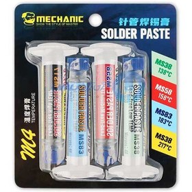 تصویر خمیر قلع سرنگی 20 گرمی ست کامل 4عددی مکانیک Mechanic M4 