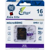 تصویر رم میکرو 16 گیگ ویکومن Vicco Extra U1 80MB/s + خشاب Vicco Extra U1 80MB/s 533X 16GB Memory