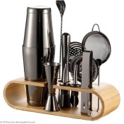 تصویر ست بار سرد ۱۱ تکه استیل با استند چوبی 