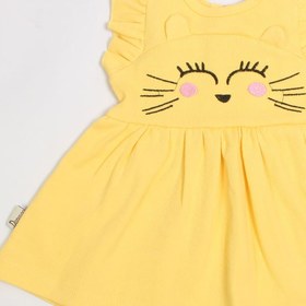 تصویر پیراهن نوزادی دخترانه کبریتی به همراه تل کشی طرح گربه دانالو Danaloo 