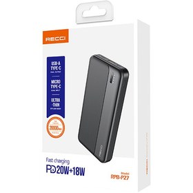 تصویر پاوربانک 20000 میلی آمپر رسی مدل RPB-P27 Recci Fast Charging Power Bank 20000mah RPB-P27