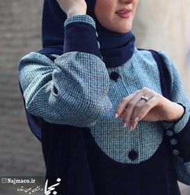 تصویر پالتو زنانه کتی شانل بافت مدل هاوین نجما - سرمه ای / Havin Women's Overcoat