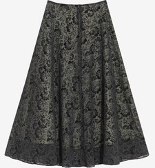 تصویر دامن زنانه فون حریر آستر دار مجلسی 20103 رنگ مشکی و سبز 