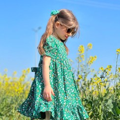 تصویر پیراهن دخترانه گل گلی / سبز 