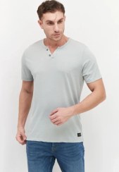 تصویر تی شرت مردانه آستین کوتاه با جزئیات دکمه و یقه هنلی / سبز Silver Jeans Co. اصل 