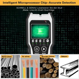 تصویر اسکنر دیواری پنج حالته Stud Finder 5 in 1 Electronic Stud Sensor Beam Joist Finder Wall Detector Edge Center Find Battery LCD Display