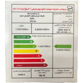 تصویر برچسب مصرف انرژی شیشه جلو خودرو وارون مدل P-497-K مناسب برای ساینا 