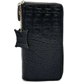 تصویر کیف پول دو زیپ مشکی کروکو‌ونتو 